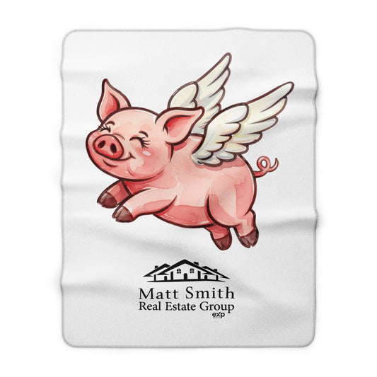 Flying Pig Sherpa Fleece Blanket